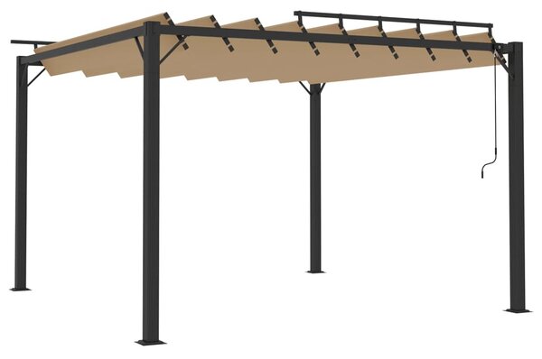 Sjenica s rešetkastim krovom 3x3 m smeđe-siva tkanina/aluminij - Tupe / 3 x 3 m
