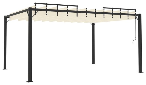 Sjenica s rešetkastim krovom 3 x 4 m krem tkanina i aluminij - Krema / 3 x 4 m