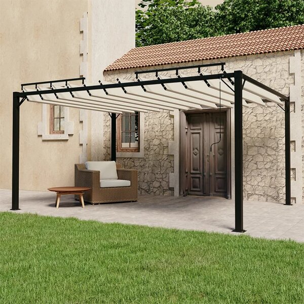Sjenica s rešetkastim krovom 3 x 4 m krem tkanina i aluminij - Krema / 3 x 4 m