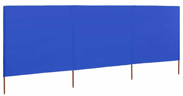 Vjetrobran s 3 panela od tkanine 400 x 120 cm azurno plavi - Plava / 400 x 120 cm