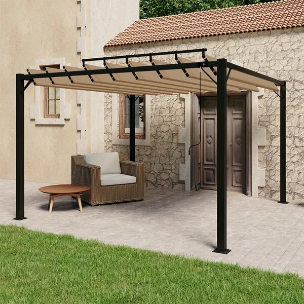 Sjenica s rešetkastim krovom 3x3 m smeđe-siva tkanina/aluminij - Tupe / 3 x 3 m