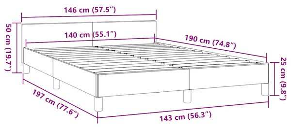 Okvir kreveta s uzglavljem bez madraca krem 140x190 cm - Krema / 140 x 190 cm