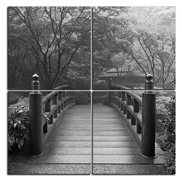 Slika na platnu - Drveni most u jesenskom vrtu - kvadrat 3186QE (60x60 cm)