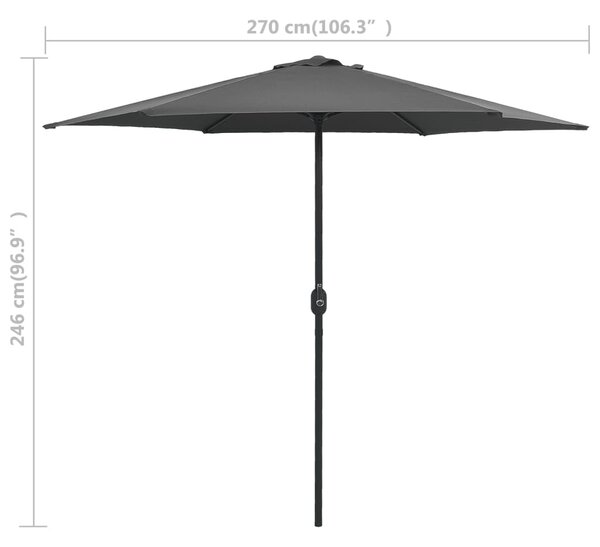 Vrtni suncobran s aluminijskim stupom 270 x 246 cm antracit - Antracitno siva / N/A