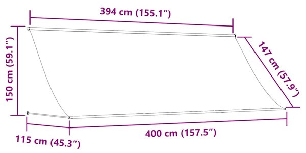 Tenda na uvlačenje 400 x 150 cm narančasto-smeđa - Šarena / 400 x 150 cm