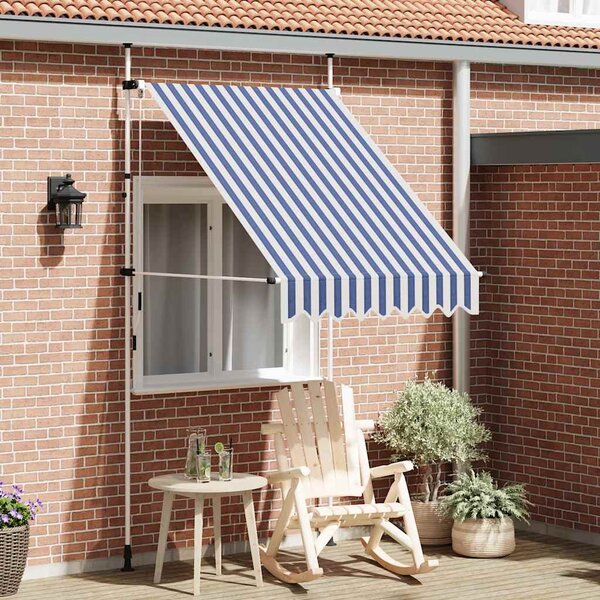 Tenda na ručno uvlačenje 150 cm plavo-bijela prugasta - Plava / N/A