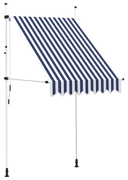 Tenda na ručno uvlačenje 150 cm plavo-bijela prugasta - Plava / N/A