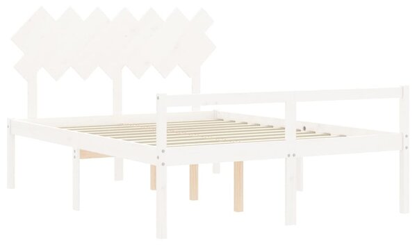 Krevet za starije s uzglavljem bijeli 140x200 cm masivnog drva - Bijela / 140 x 200 cm