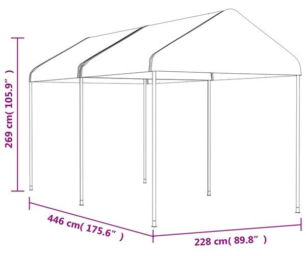 Sjenica s krovom bijela 4,46 x 2,28 x 2,69 m polietilen - Bijela / 4.46 x 2.28 x 2.69 m
