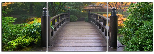 Slika na platnu - Drveni most u jesenskom vrtu - panorama 5186C (90x30 cm)