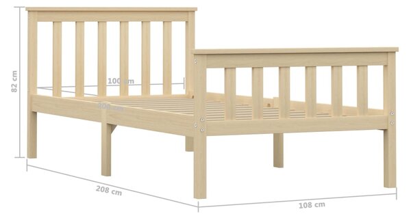 Okvir kreveta prirodna boja od masivne borovine 100 x 200 cm - Smeđa / 100 x 200 cm