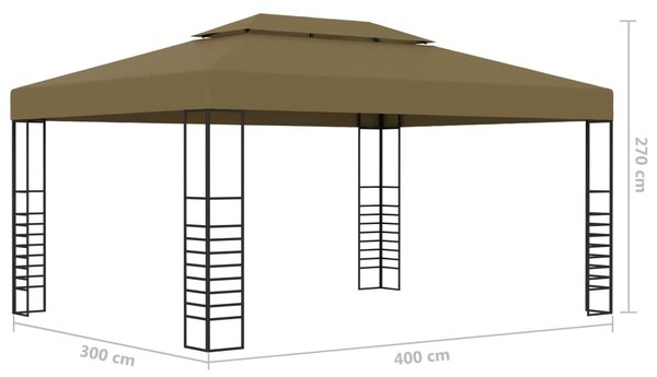 Sjenica s LED svjetlosnim trakama 3 x 4 m smeđe-siva - Tupe / N/A