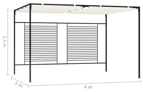 Sjenica s pomičnim krovom 3 x 4 x 2,3 m krem 180 g/m² - Krema / N/A