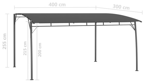 Vrtna nadstrešnica 4 x 3 x 2,55 m antracit - Antracitno siva / 4 x 3 x 2.55 m