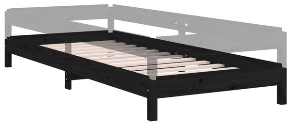 Složivi krevet crni 75 x 190 cm od masivne borovine - Crna / 75 x 190 cm