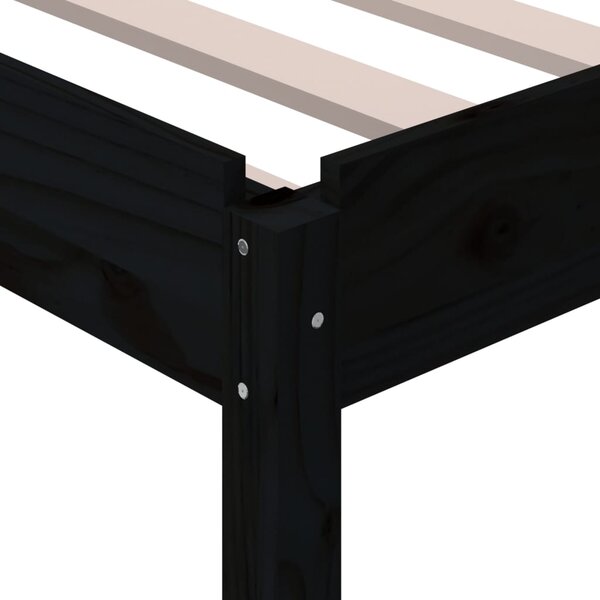 Složivi krevet crni 75 x 190 cm od masivne borovine - Crna / 75 x 190 cm