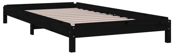 Složivi krevet crni 75 x 190 cm od masivne borovine - Crna / 75 x 190 cm