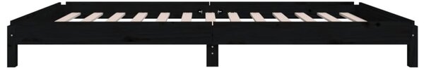 Složivi krevet crni 75 x 190 cm od masivne borovine - Crna / 75 x 190 cm