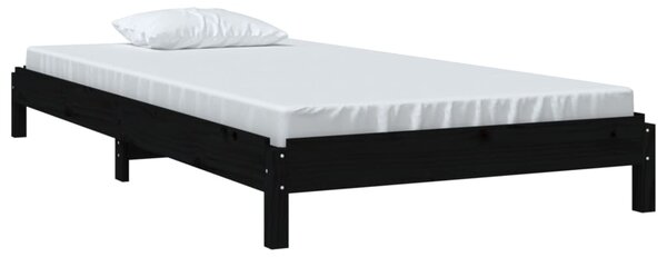 Složivi krevet crni 75 x 190 cm od masivne borovine - Crna / 75 x 190 cm