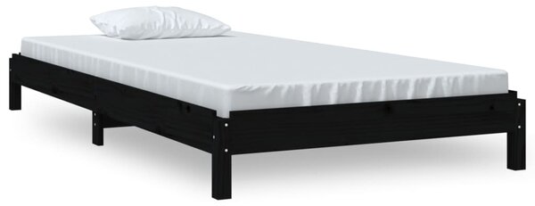 Složivi krevet crni 75 x 190 cm od masivne borovine - Crna / 75 x 190 cm