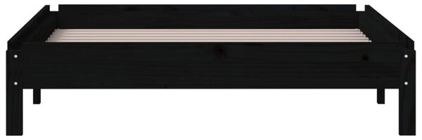 Složivi krevet crni 75 x 190 cm od masivne borovine - Crna / 75 x 190 cm