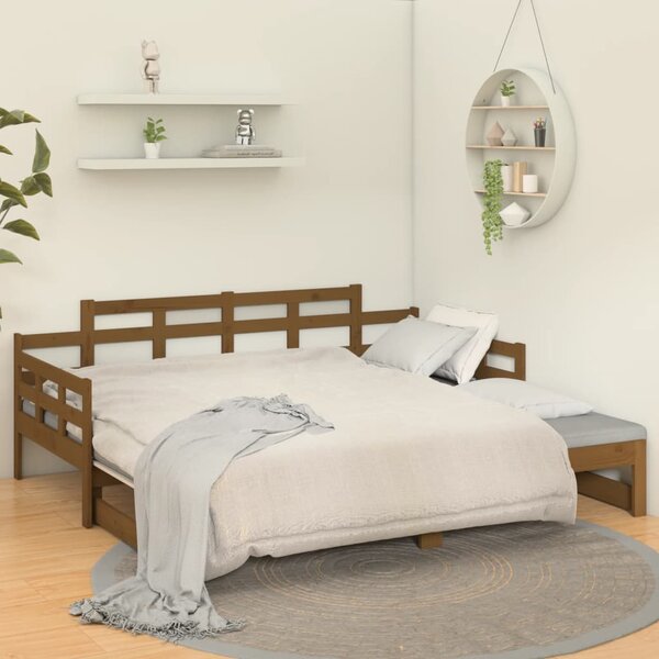 Dnevni ležaj na izvlačenje boja meda 2x(90x190) cm od borovine - Smeđa / 90 x 190 cm