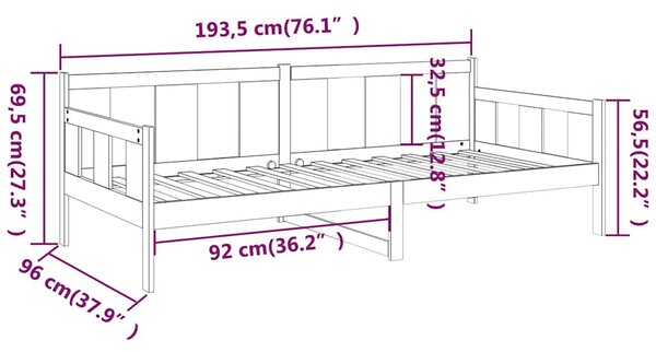 Dnevni ležaj od masivne borovine smeđa boja meda 90 x 190 cm - Smeđa / 90 x 190 cm
