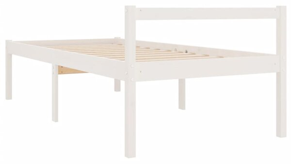 Krevet za starije osobe bijeli 75x190 cm mali masivna borovina - Bijela / 75 x 190 cm
