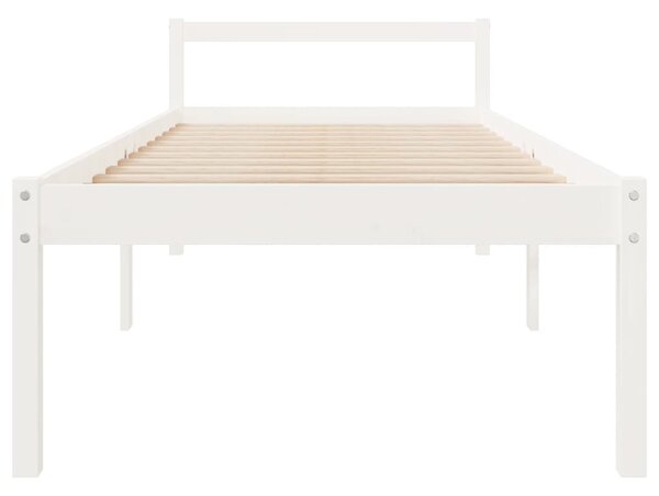 Krevet za starije osobe bijeli 75x190 cm mali masivna borovina - Bijela / 75 x 190 cm