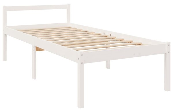 Krevet za starije osobe bijeli 75x190 cm mali masivna borovina - Bijela / 75 x 190 cm