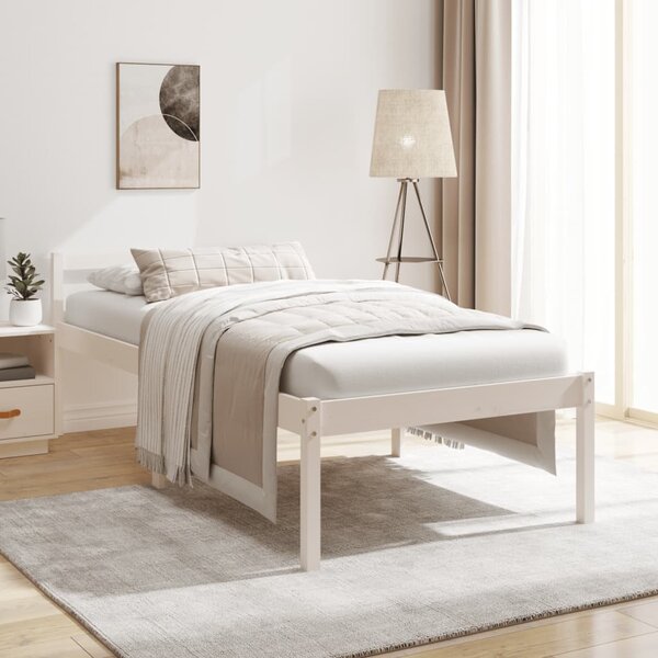 Krevet za starije osobe bijeli 75x190 cm mali masivna borovina - Bijela / 75 x 190 cm