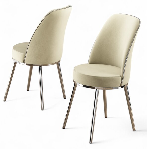 Zondo.hr Set blagovaonskih stolica (2 kom.) Pufenda (krem + krom). Akcija -30%. 1127573