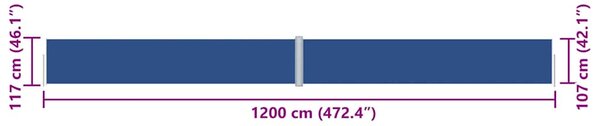 Uvlačiva bočna tenda plava 117 x 1200 cm - Plava / 117 x 1200 cm