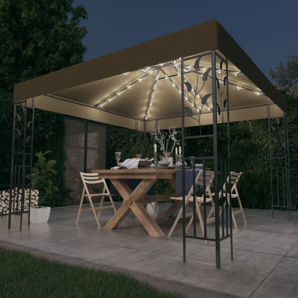 Sjenica s LED svjetlosnim trakama 3 x 3 m smeđe-siva - Tupe / 3 x 3 m