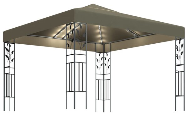 Sjenica s LED svjetlosnim trakama 3 x 3 m smeđe-siva - Tupe / 3 x 3 m