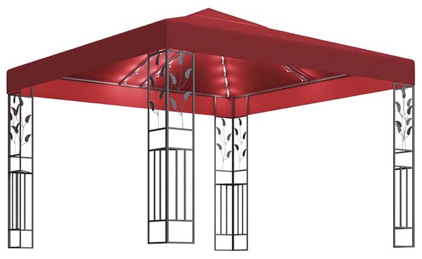 Sjenica s LED svjetlosnim trakama 3 x 3 m crvena boja vina - Crvena / N/A