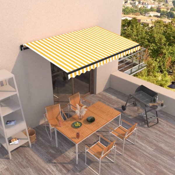 Tenda na ručno uvlačenje 400 x 350 cm žuto-bijela - Žuta / 400 x 350 cm