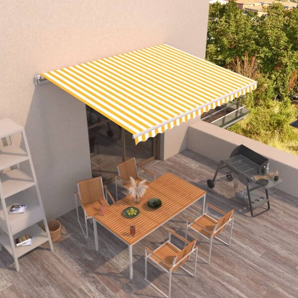 Tenda na ručno uvlačenje 400 x 350 cm žuto-bijela - Žuta / 400 x 350 cm