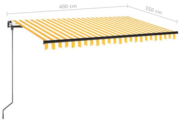 Tenda na ručno uvlačenje 400 x 350 cm žuto-bijela - Žuta / 400 x 350 cm