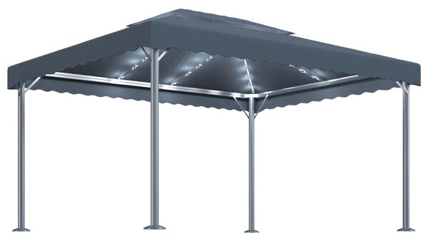 Sjenica s LED svjetlosnim trakama 400x300 cm antracit aluminij - Antracitno siva / N/A