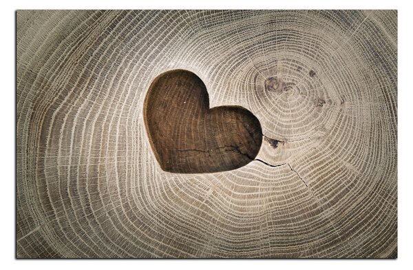 Slika na platnu - Srce na drvenoj pozadini 1207A (60x40 cm)