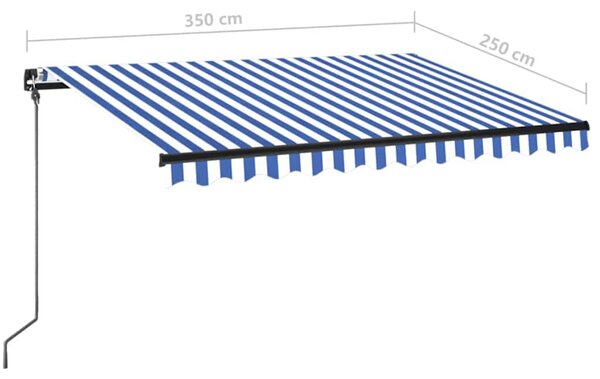 Tenda na ručno uvlačenje s LED svjetlom 350x250 cm plavo-bijela - Plava / 350 x 250 cm