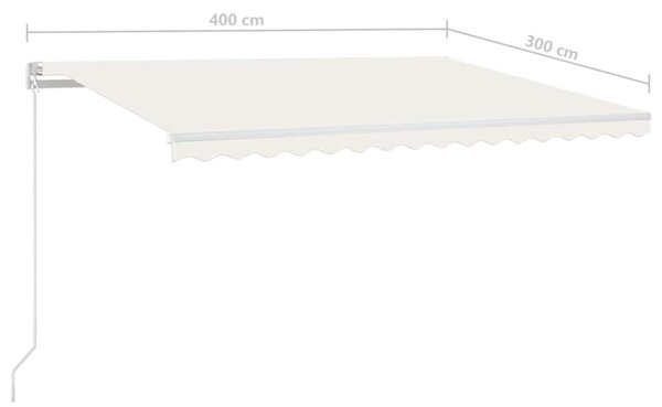 Tenda na ručno uvlačenje s LED svjetlima 400 x 300 cm krem - Krema / 400 x 300 cm