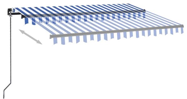 Tenda na ručno uvlačenje s LED svjetlom 350x250 cm plavo-bijela - Plava / 350 x 250 cm