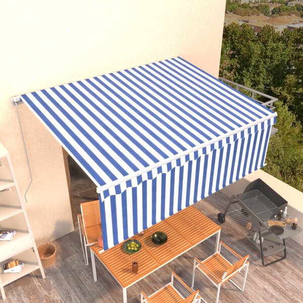 Tenda na ručno uvlačenje s roletom 4 x 3 m plavo-bijela - Plava / 4 x 3 m
