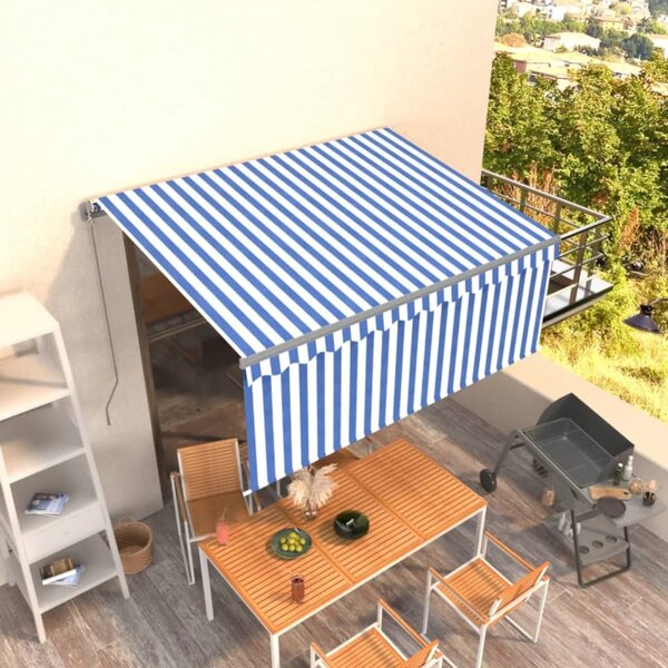 Tenda na ručno uvlačenje s roletom 3 x 2,5 m plavo-bijela - Plava / 3 x 2.5 m