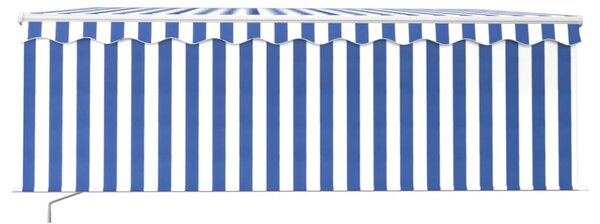 Tenda na ručno uvlačenje s roletom 4 x 3 m plavo-bijela - Plava / 4 x 3 m