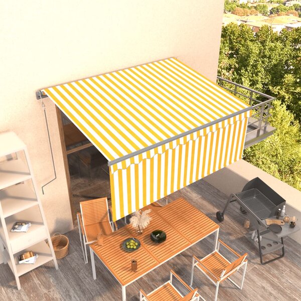 Automatska tenda na uvlačenje s roletom 3 x 2,5 m žuto-bijela - Žuta / 3 x 2.5 m