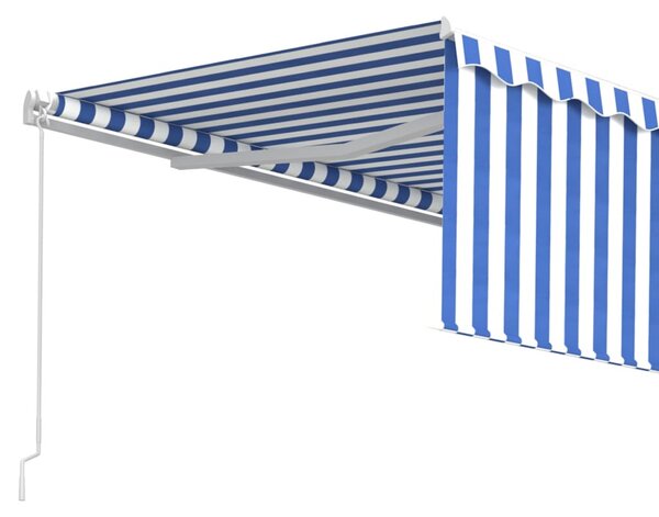 Tenda na ručno uvlačenje s roletom 4 x 3 m plavo-bijela - Plava / 4 x 3 m