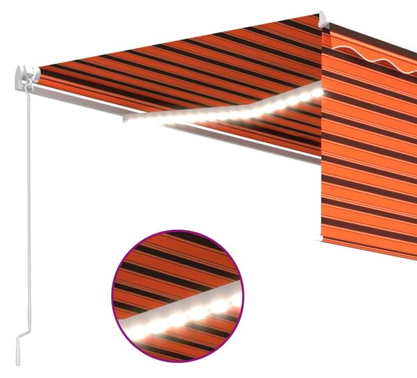 Tenda na ručno uvlačenje s roletom LED 4 x 3 m narančasto-smeđa - Šarena / 4 x 3 m